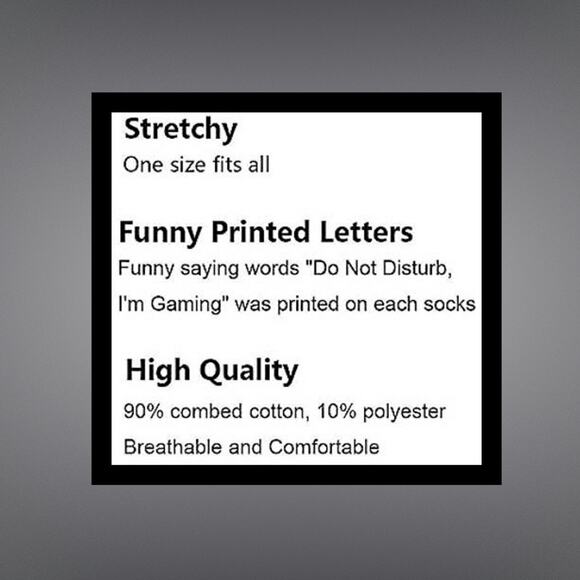 Unisex Soft Black I'm Gaming, Do Not Disturb Novelty Socks One Size Fits Most - Picture 3 of 5